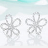 Flower Shaped Lab Grown Diamond Stud Earrings 18K White Gold