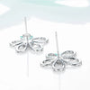 Flower Shaped Lab Grown Diamond Stud Earrings 18K White Gold