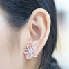 Flower Shaped Lab Grown Diamond Stud Earrings 18K White Gold