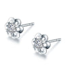 Flower Shaped Solitaire Lab Grown Diamond Stud Earrings in 18K White Gold