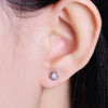 Flower Shaped Solitaire Lab Grown Diamond Stud Earrings in 18K White Gold