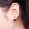 Flower Shaped Solitaire Lab Grown Diamond Stud Earrings in 18K White Gold