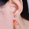 Flower Shaped Solitaire Lab Grown Diamond Stud Earrings in 18K White Gold
