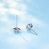 Flower Shaped Solitaire Lab Grown Diamond Stud Earrings in 18K White Gold