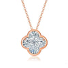 Four Leaf Clover Lab Grown Diamond Necklace in 18K Rose Gold