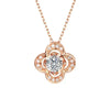 Four Leaf Clover Lab Grown Diamond Necklace in 18K Rose Gold