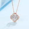 Four Leaf Clover Lab Grown Diamond Necklace in 18K Rose Gold