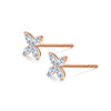 Four Leaf Clover Marquise Cut Lab Grown Diamond Stud Earrings in 18K Rose Gold