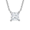 Four Prong Princess Cut Lab Grown Diamond Necklace in 18K White Gold