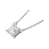 Four Prong Princess Cut Lab Grown Diamond Necklace in 18K White Gold