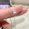 Four Prong Princess Cut Lab Grown Diamond Necklace in 18K White Gold