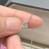 Four Prong Princess Cut Lab Grown Diamond Necklace in 18K White Gold