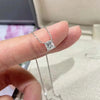 Four Prong Princess Cut Lab Grown Diamond Necklace in 18K White Gold