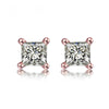 Four Prong Princess Cut Lab Grown Diamond Stud Earrings in 18K Rose Gold