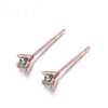Four Prong Princess Cut Lab Grown Diamond Stud Earrings in 18K Rose Gold