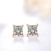 Four Prong Princess Cut Lab Grown Diamond Stud Earrings in 18K Rose Gold