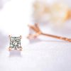 Four Prong Princess Cut Lab Grown Diamond Stud Earrings in 18K Rose Gold