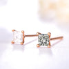 Four Prong Princess Cut Lab Grown Diamond Stud Earrings in 18K Rose Gold