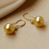 Golden Round South Sea Pearl Drop Earrings 18k Yellow Gold