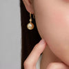 Golden Round South Sea Pearl Drop Earrings 18k Yellow Gold