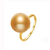 Golden Round South Sea Pearl Flower Shape Ring 18K Yellow Gold