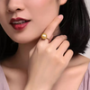 Golden Round South Sea Pearl Flower Shape Ring 18K Yellow Gold