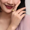 Golden Round South Sea Pearl Flower Shape Ring 18K Yellow Gold