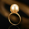 Golden Round South Sea Pearl Flower Shape Ring 18K Yellow Gold