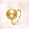 Golden Round South Sea Pearl Flower Shape Ring 18K Yellow Gold