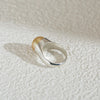 Golden Round South Sea Pearl Half Bezel Ring 18K White Gold