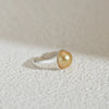 Golden Round South Sea Pearl Half Bezel Ring 18K White Gold