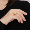Golden Round South Sea Pearl Ring 18K Yellow Gold