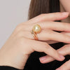Golden Round South Sea Pearl Ring 18K Yellow Gold