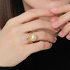 Golden Round South Sea Pearl Ring 18K Yellow Gold