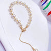 Japanese Akoya White Round Pearl Bracelet 18K Yellow Gold