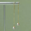 Japanese Akoya White Round Pearl Chain Earrings 18k Yellow Gold