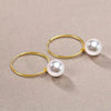 Japanese Akoya White Round Pearl Hoop Earrings 18k Yellow Gold