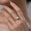 Japanese Akoya White Round Pearl Ring 18K Yellow Gold
