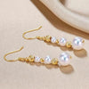Japanese Akoya White Round Pearl Triple Drop Earrings 18k Yellow Gold