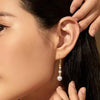 Japanese Akoya White Round Pearl Triple Drop Earrings 18k Yellow Gold