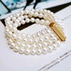 Multi-Strand White Round Freshwater Pearl Bracelet AAA Grade
