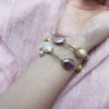 Multicolor Freshwater Baroque Pearl Beaded Bangle Bracelet