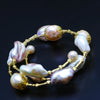 Multicolor Freshwater Baroque Pearl Beaded Bangle Bracelet