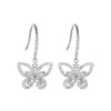 Pavé Butterfly Shaped Lab Grown Diamond Drop Earrings 18K White Gold