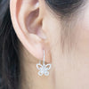 Pavé Butterfly Shaped Lab Grown Diamond Drop Earrings 18K White Gold