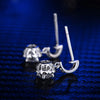 Pavé Floating Halo Lab Grown Diamond Earrings in 18K White Gold