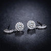 Pavé Floating Halo Lab Grown Diamond Earrings in 18K White Gold