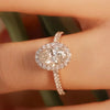 Pavé Halo Oval Shape Lab Grown Diamond Ring in 18K White Gold