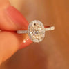 Pavé Halo Oval Shape Lab Grown Diamond Ring in 18K White Gold