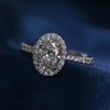 Pavé Halo Oval Shape Lab Grown Diamond Ring in 18K White Gold
